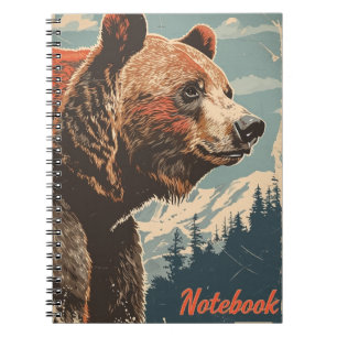 Brown Bear Grizzly Vintage Notebook