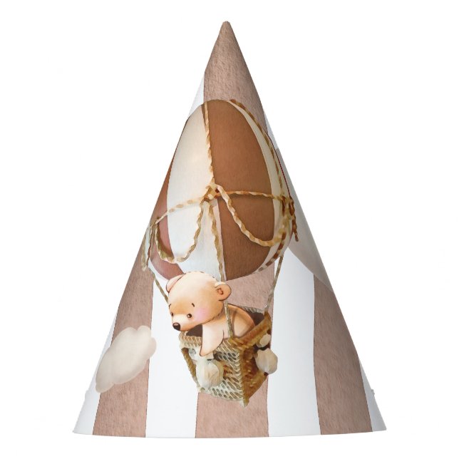 Brown Bear Hot-Air Balloon Party Hat (Front)