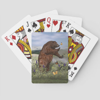 Brown Bear in a Field Playing Cards
