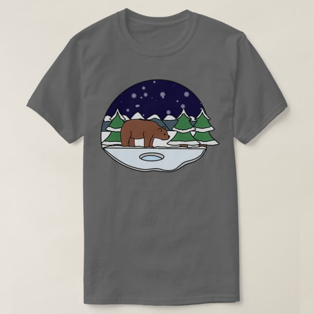 Brown Bear in Snow T-Shirt (Design Front)