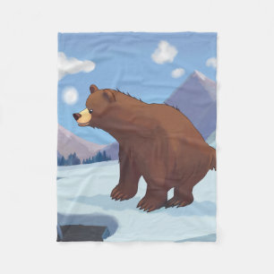 Brown bear in the mountains fleece blanket