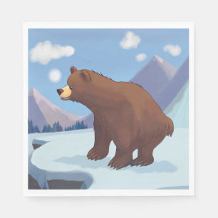 Brown bear in the mountains napkin
