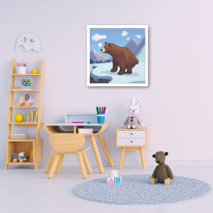 Brown bear in the mountains photo print