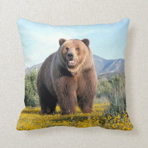 BROWN BEAR IN THE WILD PILLOW CUSHION