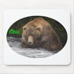 Brown Bear Otis Fishing Mouse Mat