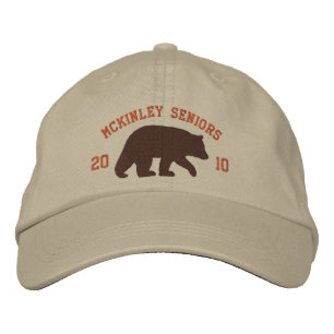 Brown Bear Silhouette with Customisable Text Embroidered Hat