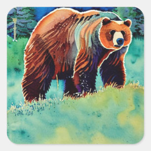 Brown Bear Square Sticker