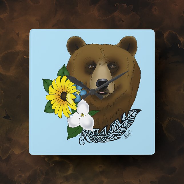 Brown Bear Square Wall Clock (Creator Uploaded)