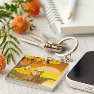 Brown Bear Sunset Key Ring