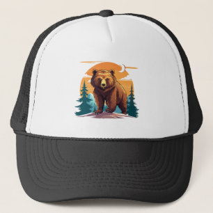 Brown bear trucker hat