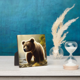 Brown Bear Wildlife Portrait Tabletop Plaque