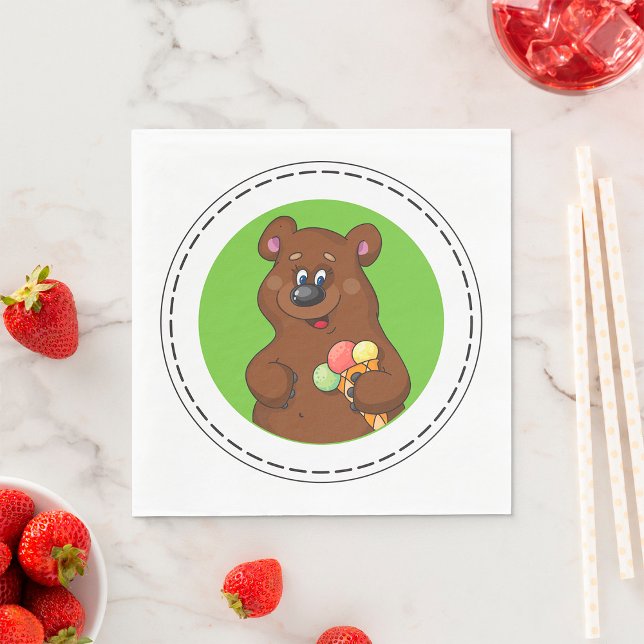 Brown Bear With Ice Cream Napkin (Creator Uploaded)