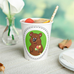 Brown Bear With Ice Cream Paper Cups
