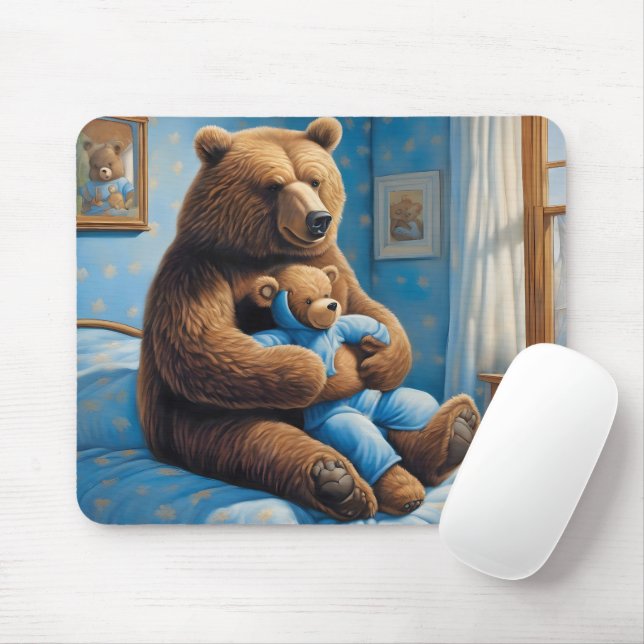 Brown Bear With Teddy Bear Mouse Mat (With Mouse)