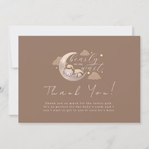 Brown Bearly Wait Cub Bear Moon Star Baby Shower Thank You Card
