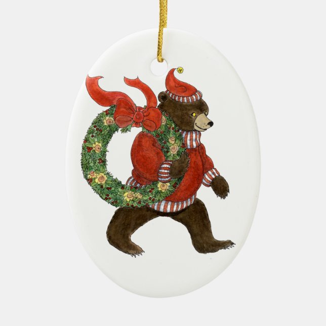 Brown Bear's Christmas Wreath Ornament (Front)