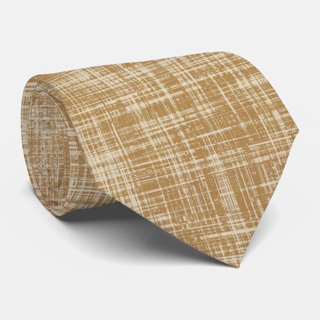 Brown Beige Abstract Modern Tie (Rolled)