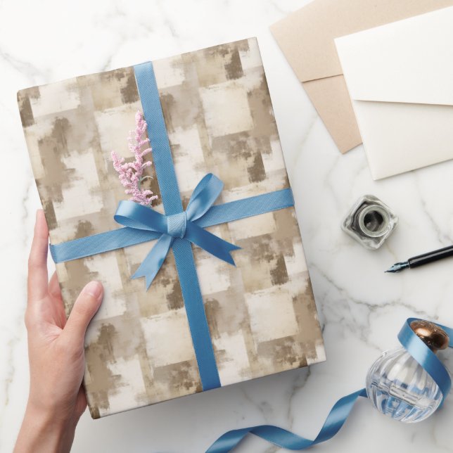 Brown & Beige Abstract Paint  Wrapping Paper (Gifting)