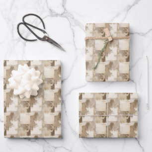 Brown & Beige Abstract Paint Wrapping Paper Sheet