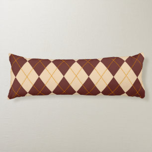 Brown Beige Autumn Fall Argyle Diamond Pattern Body Cushion