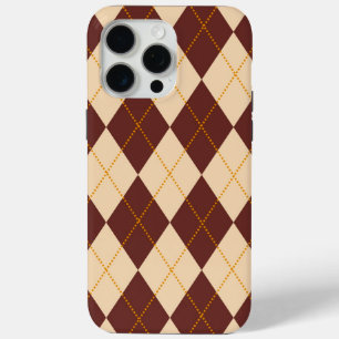 Brown Beige Autumn Fall Argyle Diamond Pattern iPhone 15 Pro Max Case