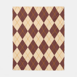 Brown Beige Autumn Fall Argyle Diamond Pattern  Fleece Blanket