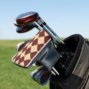 Brown Beige Autumn Fall Argyle Diamond Pattern  Golf Head Cover