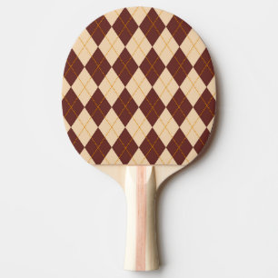 Brown Beige Autumn Fall Argyle Diamond Pattern  Ping Pong Paddle