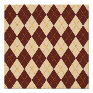 Brown Beige Autumn Fall Argyle Diamond Pattern  Poster