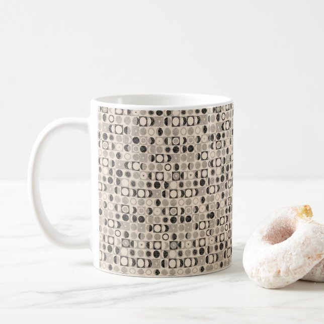 Brown Beige Black Circles Mug (With Donut)