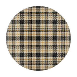 Brown Beige Black Plaid Pattern Cutting Board