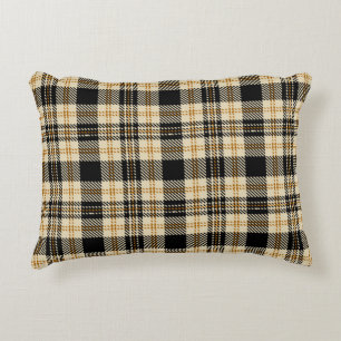 Brown Beige Black Plaid Pattern Decorative Cushion