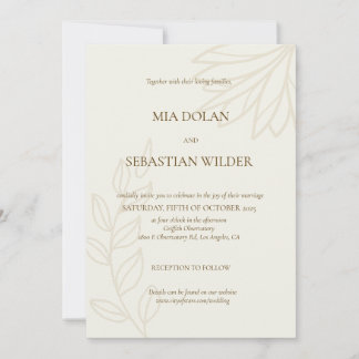 Brown Beige Boho Minimalist Wedding Invitation