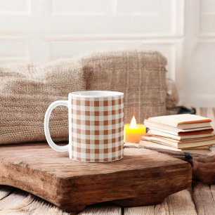 Brown Beige Buffalo Plaid Holiday Coffee Mug