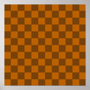 Brown Beige Chequered Block Print 