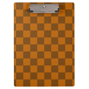 Brown Beige Chequered Block Print Clipboard