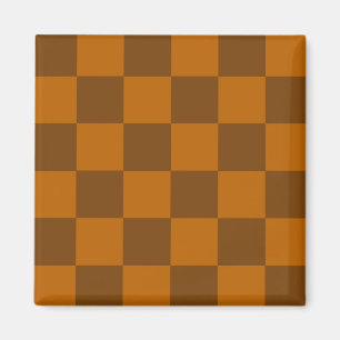 Brown Beige Chequered Block Print Magnet