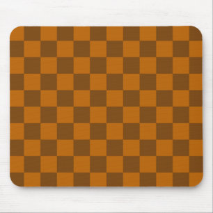 Brown Beige Chequered Block Print  Mouse Mat