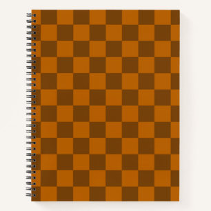 Brown Beige Chequered Block Print  Notebook