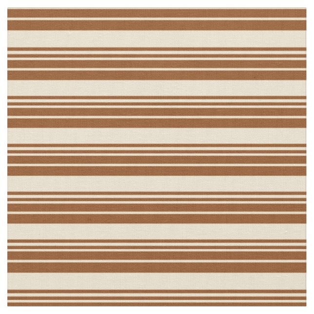 Brown & Beige Coloured Lines Pattern Fabric (Close Up)