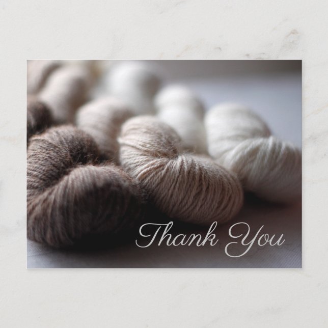 Brown Beige Cream Coloured Alpaca Yarn Thank You Postcard (Front)