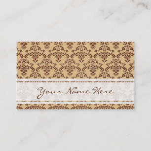 Brown & Beige Damask Pattern Business Card