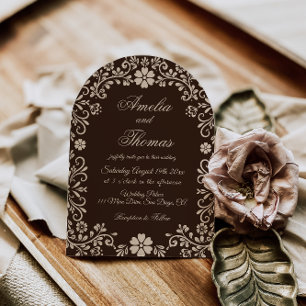 Brown Beige Fiesta Wedding Arch Invitation