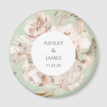 Brown-beige floral garden wedding magnet favours<br><div class="desc">Beige floral personalised garden wedding magnet</div>