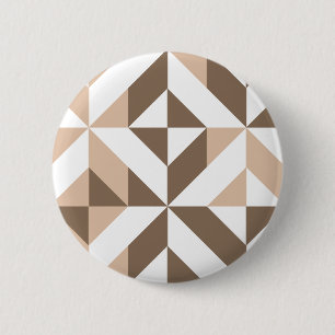 Brown Beige Geometric Cube Pattern 6 Cm Round Badge