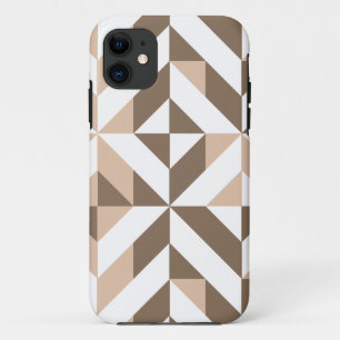 Brown Beige Geometric Cube Pattern iPhone 11 Case