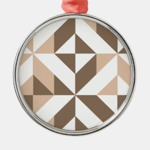 Brown Beige Geometric Cube Pattern Metal Tree Decoration