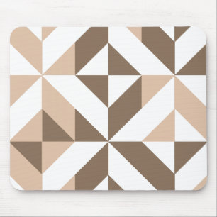 Brown Beige Geometric Cube Pattern Mouse Mat