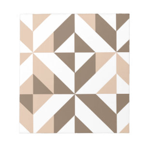 Brown Beige Geometric Cube Pattern Notepad