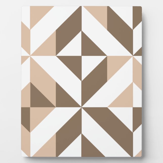 Brown Beige Geometric Cube Pattern Plaque (Front)